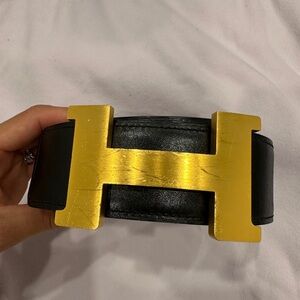 Vintage Men’s Hermes Gold H & Black/Brown Reversible Belt